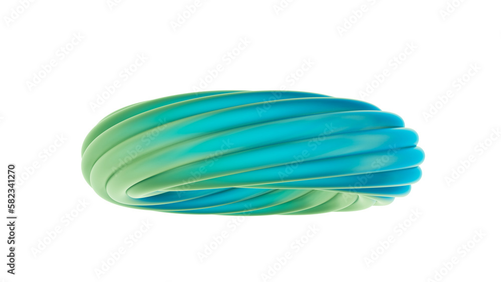 Fototapete 3d rendering of colorful abstract twisted shape in motion. computer generated geometric digital art