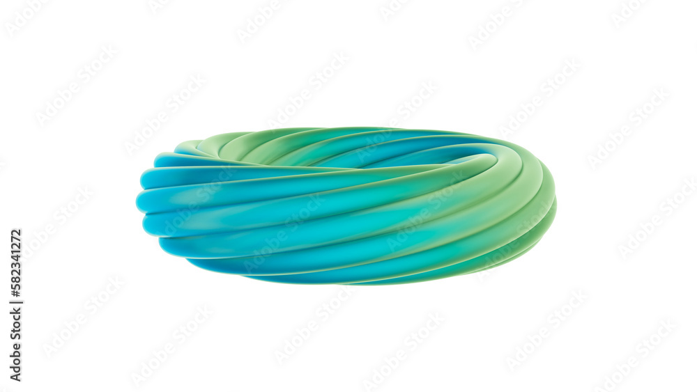 Fototapete 3d rendering of colorful abstract twisted shape in motion. computer generated geometric digital art