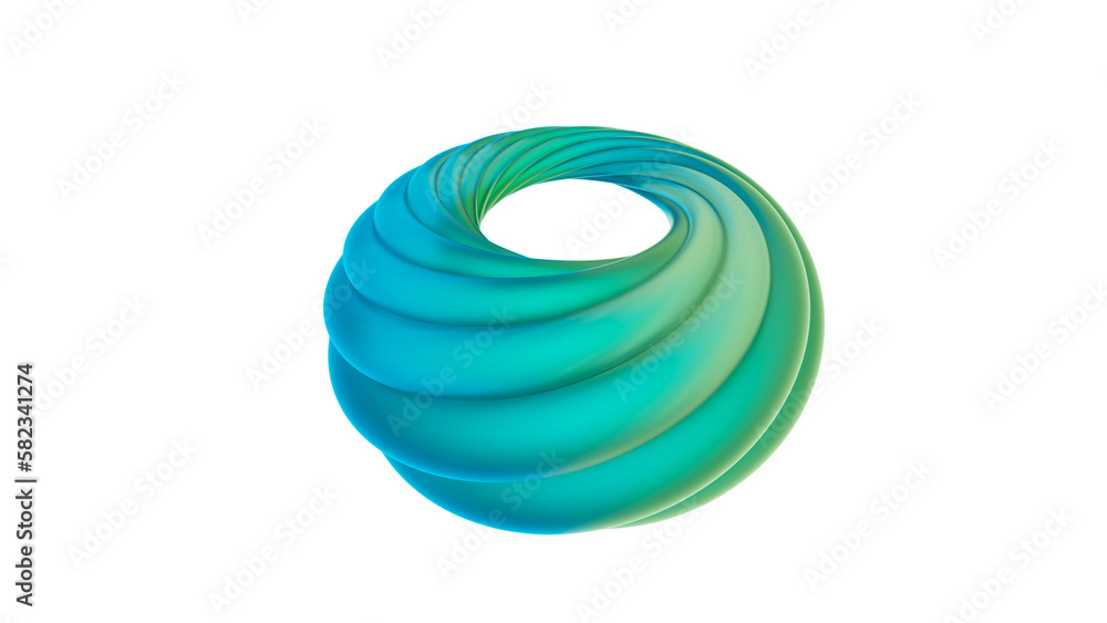 Fototapete 3d rendering of colorful abstract twisted shape in motion. computer generated geometric digital art