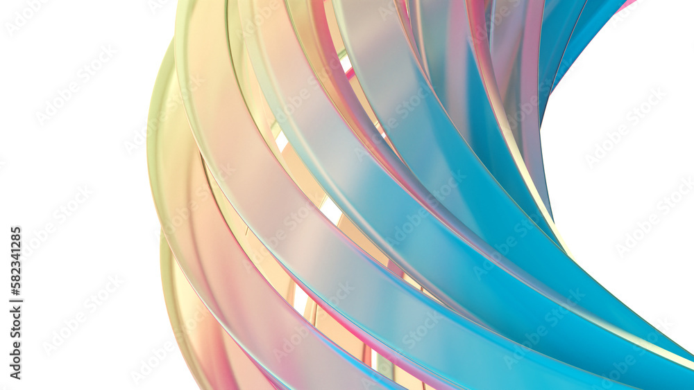 Fototapete 3d rendering of colorful abstract twisted shape in motion. computer generated geometric digital art