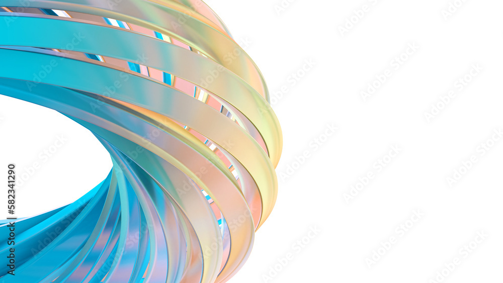 Fototapete 3d rendering of colorful abstract twisted shape in motion. computer generated geometric digital art