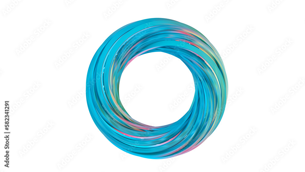 Fototapete 3d rendering of colorful abstract twisted shape in motion. computer generated geometric digital art