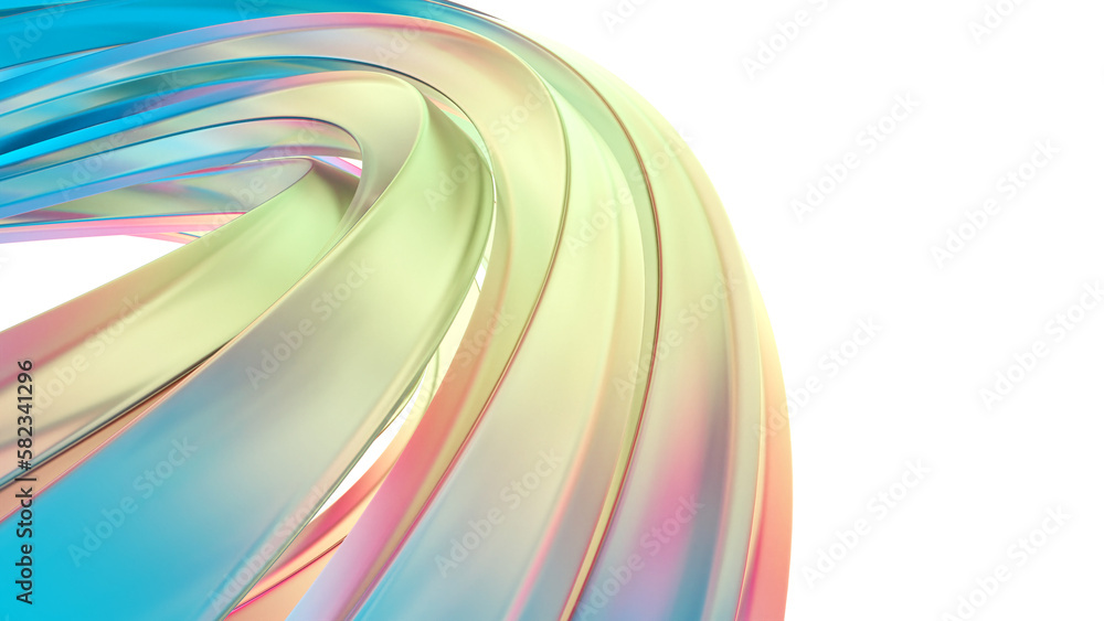 Fototapete 3d rendering of colorful abstract twisted shape in motion. computer generated geometric digital art