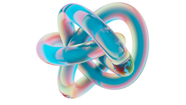 Fototapeta 3D rendering of colorful abstract twisted shape in motion. Computer generated geometric digital art