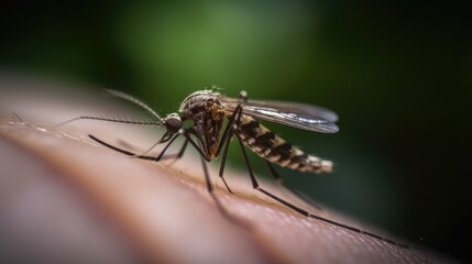 Mosquito on Skin. Generative AI.