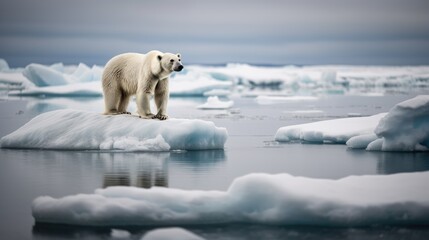 Obraz na płótnie Canvas Polar Bear on an Ice Shelf. Generative AI.