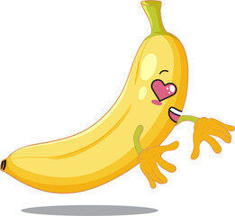 Animation of a banana who is happy to see something he loves