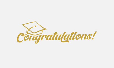 Fototapeta na wymiar Congratulations Graduation quote handwritten typographic golden gradient art on white background
