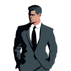 elegant businessman with gray suit