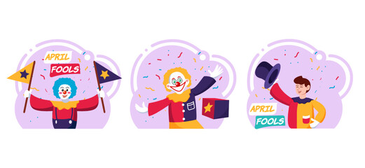 Obraz premium Flat Bundle April Fools Design Illustration