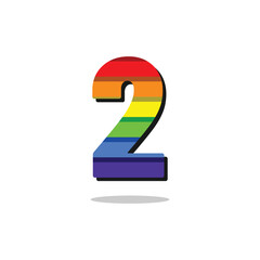 2 Number Rainbow Color Logo Design Template Inspiration, Vector Illustration.