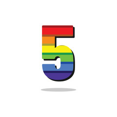 5 Number Rainbow Color Logo Design Template Inspiration, Vector Illustration.