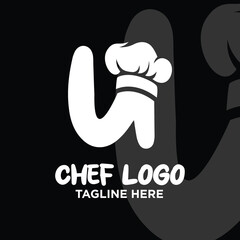 Letter U Chef Logo Design Template Inspiration, Vector Illustration.