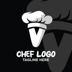 Letter V Chef Logo Design Template Inspiration, Vector Illustration.