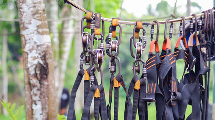 hanging technical rope rescue or notch equipment