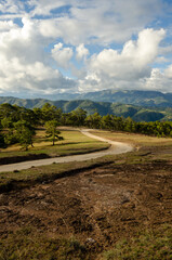 A beautiful valley with a zigzagging path