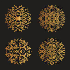 Luxury Golden Mandala Decorative Pattern Background set of 4.