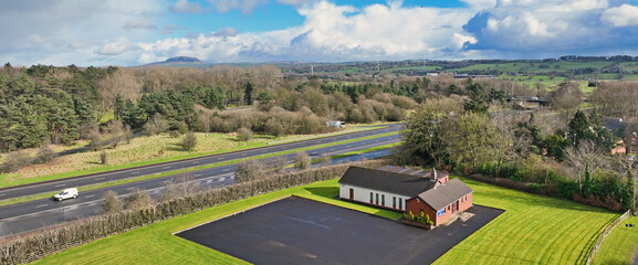 Aerial view of Church of God Ballymena The Braid Co Antrim in Northern Ireland