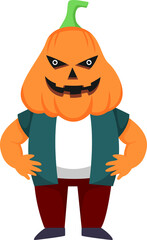 Halloween character kid cartoon in Halloween pumpkin costume.