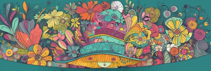 Brighten Up Your Easter: A Beautiful Artistic Colorful and Adorable Designer Easter Bonnet Colorful doodle Wallpaper Perfect for Wallpaper, Cards, and Decorations Generative AI