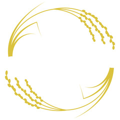 金色の稲穂のシルエットを使った丸いフレームのベクターイラスト