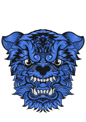 blue dog head illustration for poster or design t-shirts