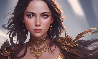 portrait of an angel girl, close-up of a face, fairy princess, fantasy, generated in AI