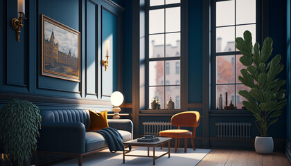Classic living room. Generative AI