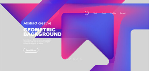 Fluid gradient triangles landing page background. Vector illustration for wallpaper, banner, background, leaflet, catalog, cover, flyer