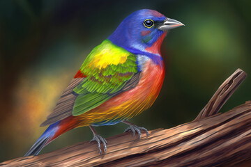 Painted bird. Generative AI