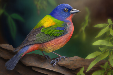 Painted Bunting. Generative AI