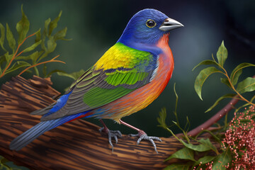 Obraz premium Painted Bunting. Generative AI