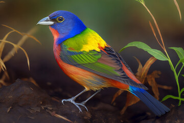 Obraz premium Painted Bunting. Generative AI