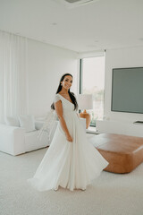 beautiful woman in wedding dress