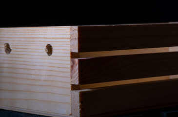 Boards made of wood close-up. Light unpainted slats.