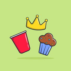 Snack birthday party with cookies vector icon isolated illustration