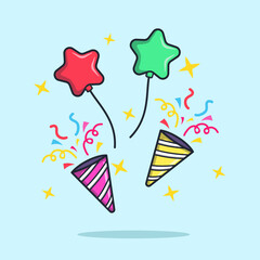Birthday trumpet party vector icon isolated illustration
