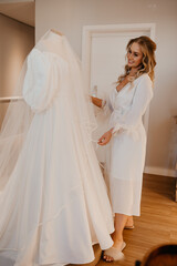 beautiful woman getting ready for her wedding