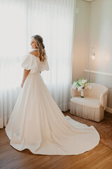 beautiful woman getting ready for her wedding