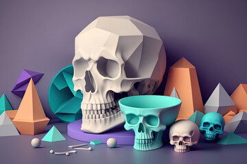 Skulls background- Halloween collection 3D art
