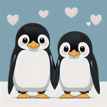 two penguins with a heart