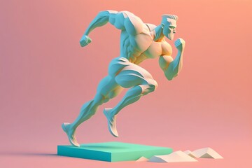3D Athlete Avatar with Exquisite Detailing and Soft Pastel Coloring in Cartoon Style - obrazy, fototapety, plakaty