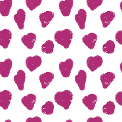 Seamless hearts in burgundy color. For textile, canvas or wrapping paper. Flat doodles. Vector