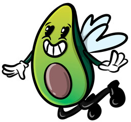Avocado food flying in love illustration cartoon