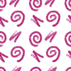 Seamless swirls in burgundy color. Strokes. For textile, canvas or wrapping paper. Flat doodles. Vector