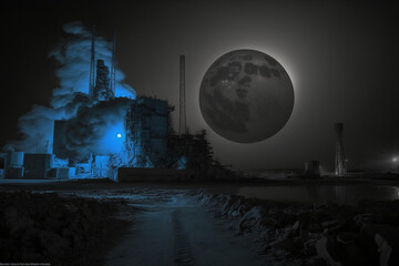 Moonlight in Monochrome: A Unique Perspective of the Industrial Zone