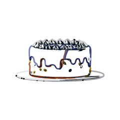 Color sketch of a birthday cake with transparent background