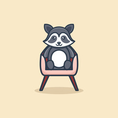 Obraz premium Cute Sit Raccoon Logo Design