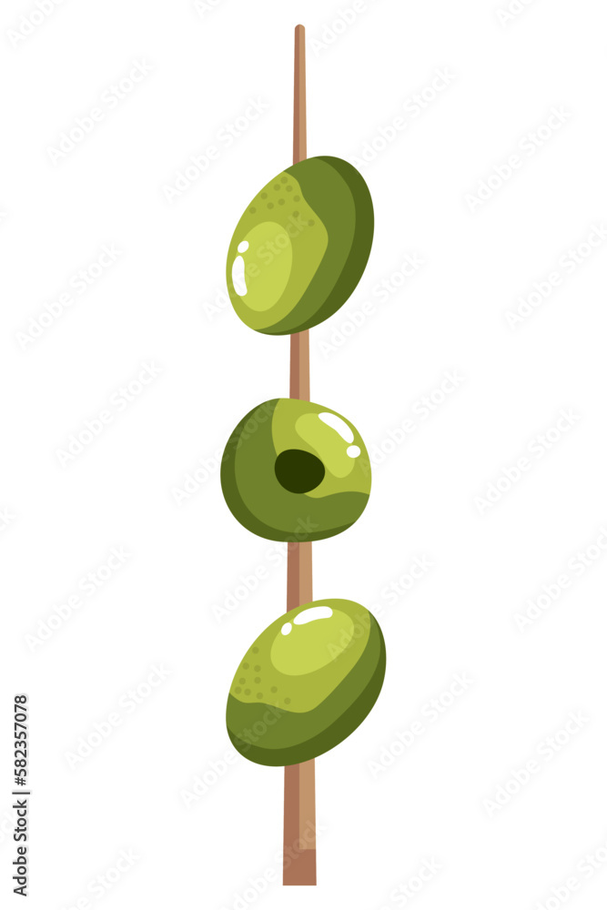 Poster green olives in stick