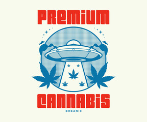 Naklejka premium Vintage illustration of cannabis t shirt design, vector graphic, typographic poster or tshirts street wear and Urban style 